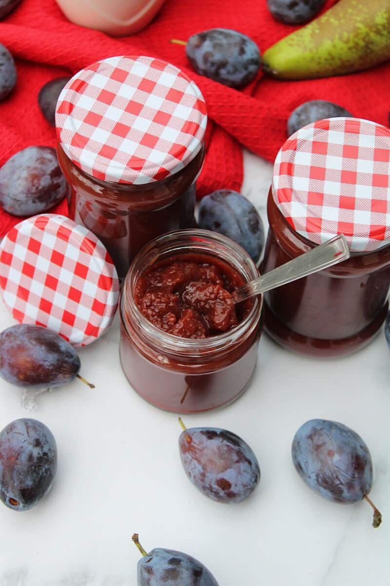 Zwetschgen Birnen Marmelade mit Rotwein